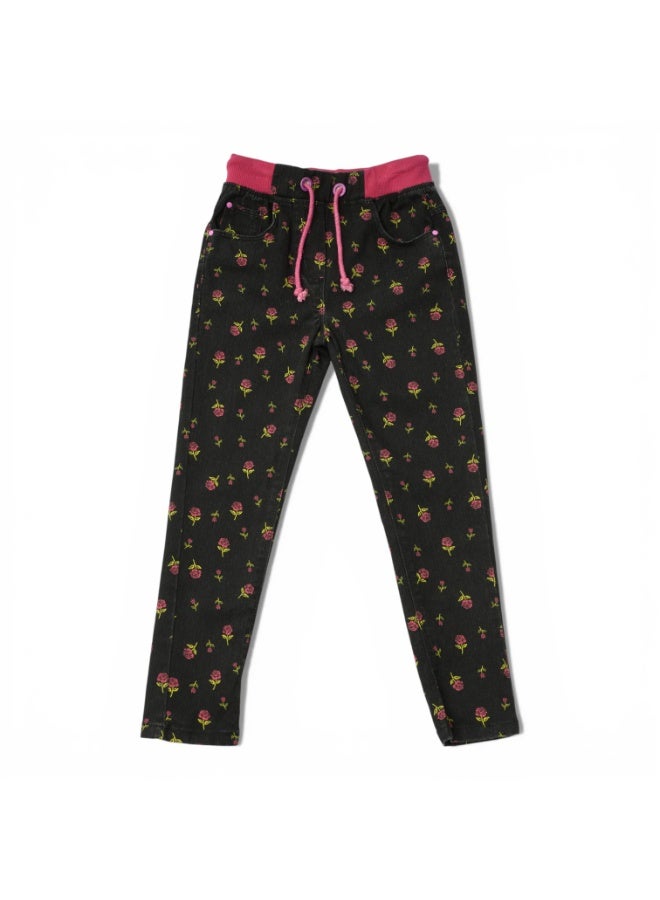 MARWAN Girls Printed Long Pant with Rib Waist and Drawstring - Image 1